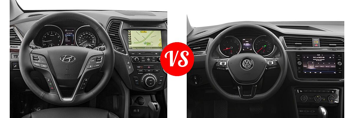 2018 Hyundai Santa Fe Sport SUV 2.0T Ultimate vs. 2018 Volkswagen Tiguan SUV S / SE / SEL / SEL Premium - Dashboard Comparison