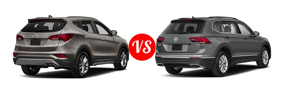 2018 Hyundai Santa Fe Sport SUV 2.0T vs. 2018 Volkswagen Tiguan SUV S / SE / SEL / SEL Premium - Rear Right Comparison