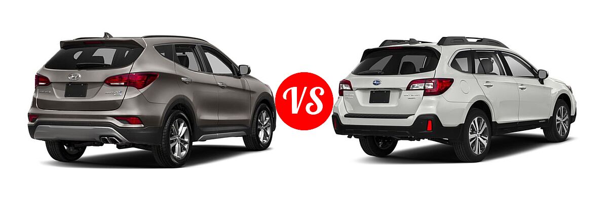 2018 Hyundai Santa Fe Sport SUV 2.0T vs. 2018 Subaru Outback SUV Limited - Rear Right Comparison