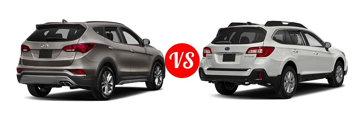 2018 Hyundai Santa Fe Sport SUV 2.0T vs. 2018 Subaru Outback SUV Limited / Premium / Touring - Rear Right Comparison