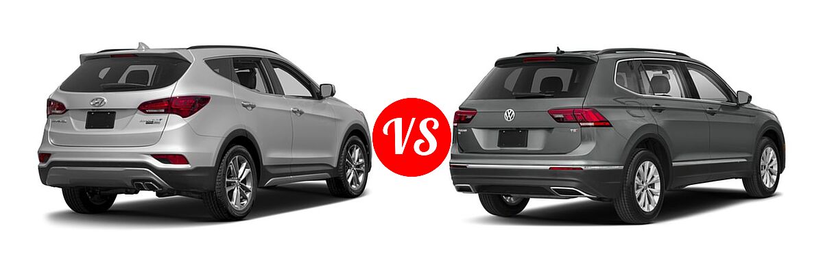 2018 Hyundai Santa Fe Sport SUV 2.0T Ultimate vs. 2018 Volkswagen Tiguan SUV S / SE / SEL / SEL Premium - Rear Right Comparison