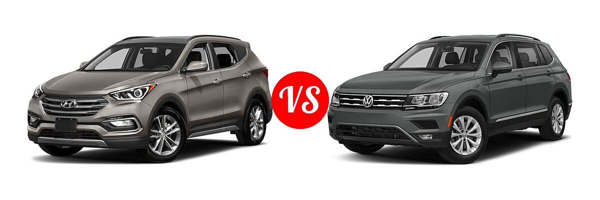 2018 Hyundai Santa Fe Sport SUV 2.0T vs. 2018 Volkswagen Tiguan SUV S / SE / SEL / SEL Premium - Front Left Comparison