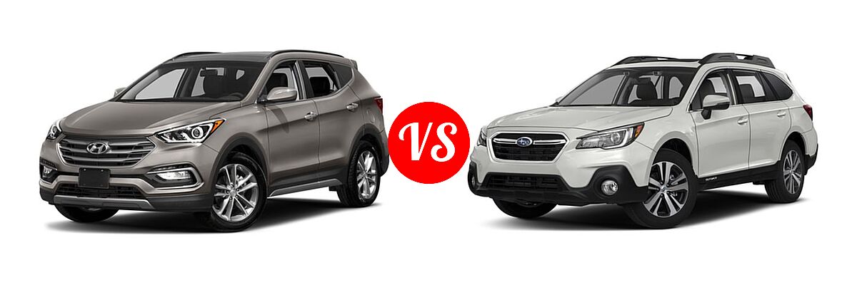 2018 Hyundai Santa Fe Sport SUV 2.0T vs. 2018 Subaru Outback SUV Limited - Front Left Comparison