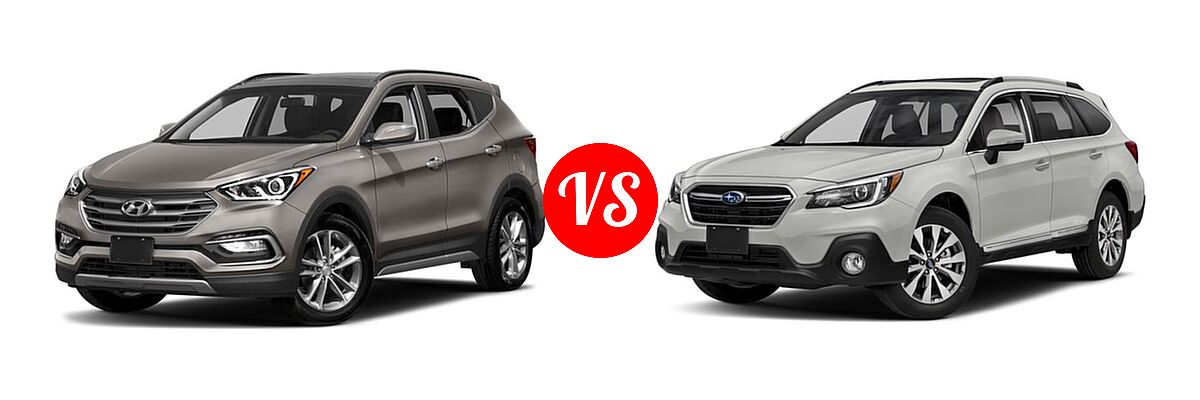 2018 Hyundai Santa Fe Sport SUV 2.0T vs. 2018 Subaru Outback SUV Touring - Front Left Comparison