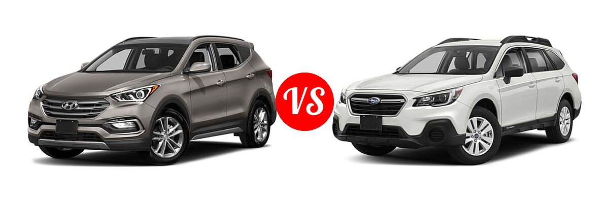 2018 Hyundai Santa Fe Sport SUV 2.0T vs. 2018 Subaru Outback SUV 2.5i - Front Left Comparison