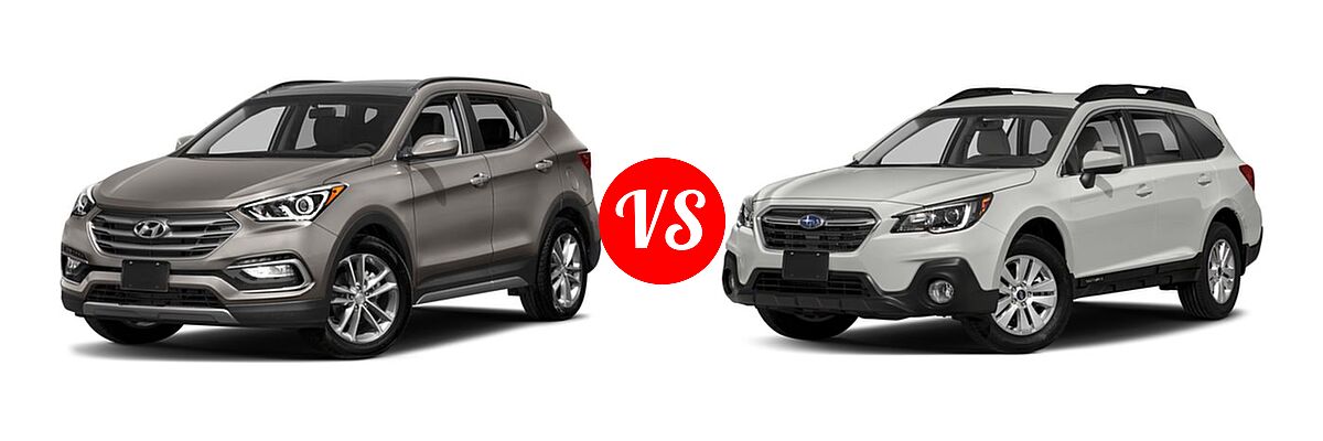 2018 Hyundai Santa Fe Sport SUV 2.0T vs. 2018 Subaru Outback SUV Limited / Premium / Touring - Front Left Comparison