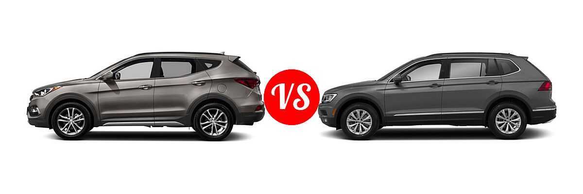 2018 Hyundai Santa Fe Sport SUV 2.0T vs. 2018 Volkswagen Tiguan SUV S / SE / SEL / SEL Premium - Side Comparison