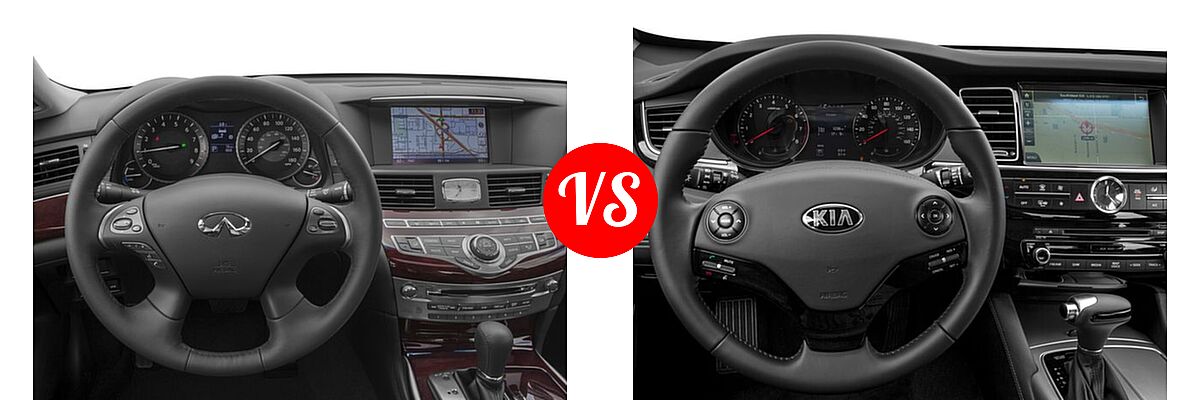 2018 Infiniti Q70 Sedan Hybrid Hybrid LUXE vs. 2018 Kia K900 Sedan Premium - Dashboard Comparison