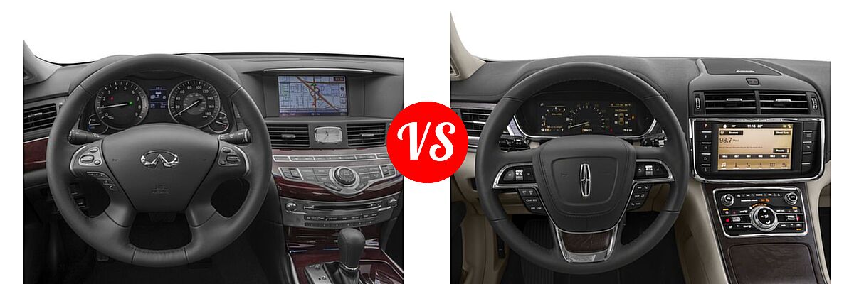 2018 Infiniti Q70 Sedan Hybrid Hybrid LUXE vs. 2018 Lincoln Continental Sedan Black Label / Premiere / Reserve / Select - Dashboard Comparison