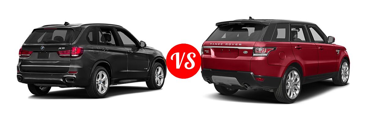 2017 BMW X5 SUV sDrive35i / xDrive35i / xDrive50i vs. 2017 Land Rover Range Rover Sport SUV Diesel HSE / SE - Rear Right Comparison