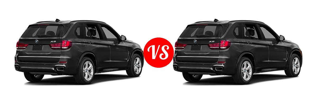 2017 BMW X5 SUV sDrive35i / xDrive35i / xDrive50i vs. 2017 BMW X5 SUV Hybrid xDrive40e iPerformance - Rear Right Comparison