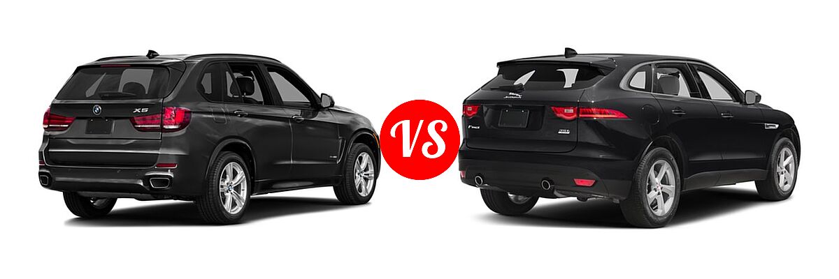 2017 BMW X5 SUV sDrive35i / xDrive35i / xDrive50i vs. 2017 Jaguar F-PACE SUV 35t / 35t Premium / 35t Prestige - Rear Right Comparison
