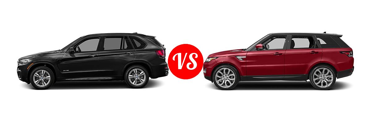 2017 BMW X5 SUV sDrive35i / xDrive35i / xDrive50i vs. 2017 Land Rover Range Rover Sport SUV Diesel HSE / SE - Side Comparison
