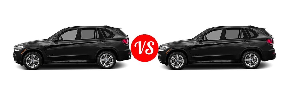 2017 BMW X5 SUV sDrive35i / xDrive35i / xDrive50i vs. 2017 BMW X5 SUV Hybrid xDrive40e iPerformance - Side Comparison