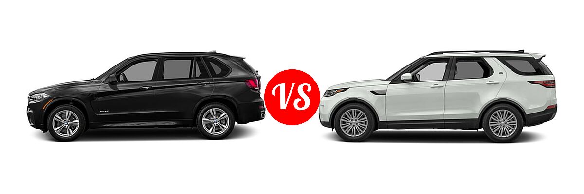 2017 BMW X5 SUV Hybrid xDrive40e iPerformance vs. 2017 Land Rover Discovery SUV Diesel HSE / HSE Luxury - Side Comparison