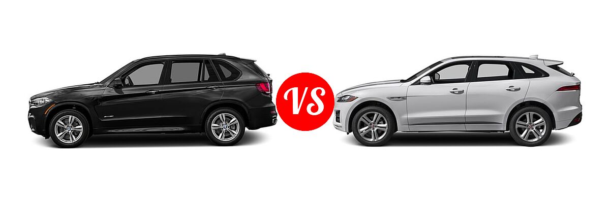 2017 BMW X5 SUV sDrive35i / xDrive35i / xDrive50i vs. 2017 Jaguar F-PACE SUV 35t R-Sport - Side Comparison