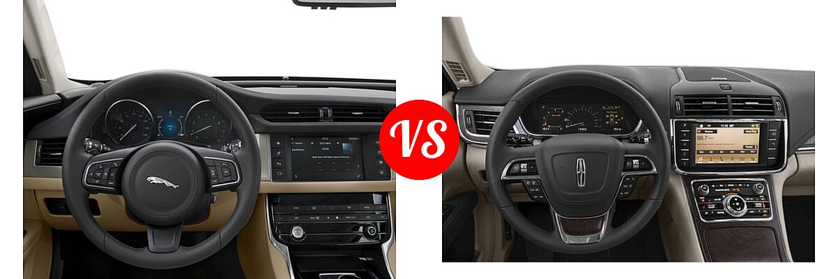 2018 Jaguar XF Sedan Diesel 20d / 20d Premium vs. 2019 Lincoln Continental Sedan Black Label / Premiere / Reserve / Select - Dashboard Comparison