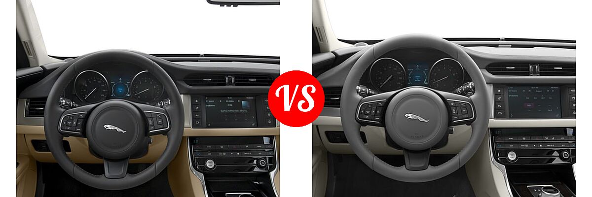 2018 Jaguar XF Sedan 25t / 25t Premium / 35t Portfolio Ltd Edition / 35t Premium vs. 2018 Jaguar XF Sedan Diesel 20d Prestige - Dashboard Comparison