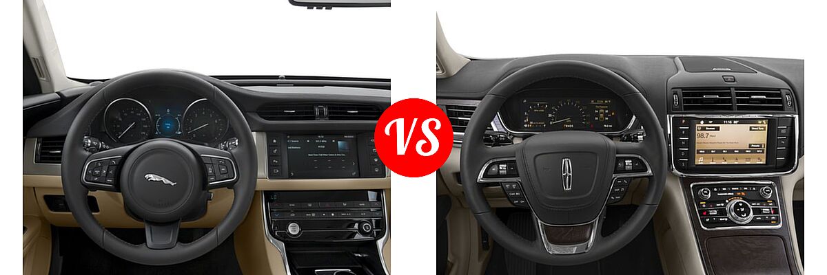 2018 Jaguar XF Sedan Diesel 20d / 20d Premium vs. 2018 Lincoln Continental Sedan Black Label / Premiere / Reserve / Select - Dashboard Comparison
