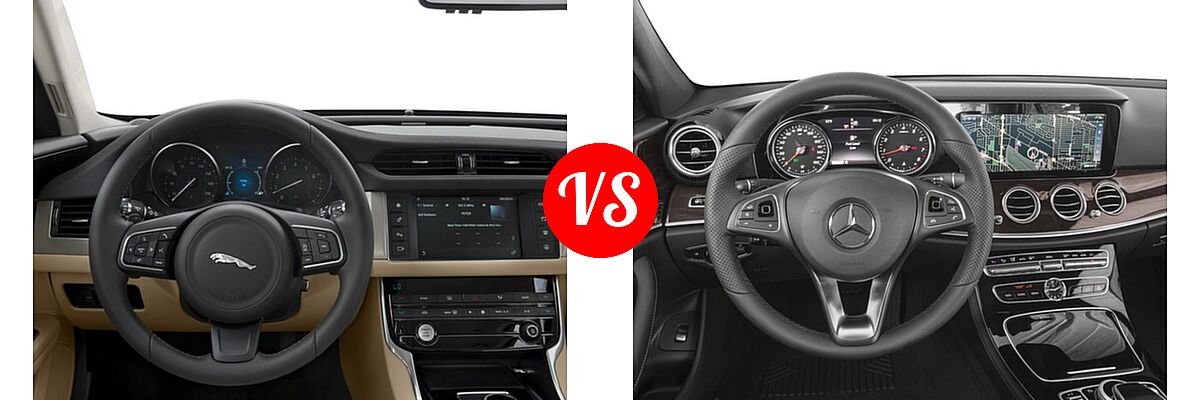2018 Jaguar XF Sedan Diesel 20d / 20d Premium vs. 2018 Mercedes-Benz E-Class Sedan E 300 AMG Line / E 300 Sport - Dashboard Comparison