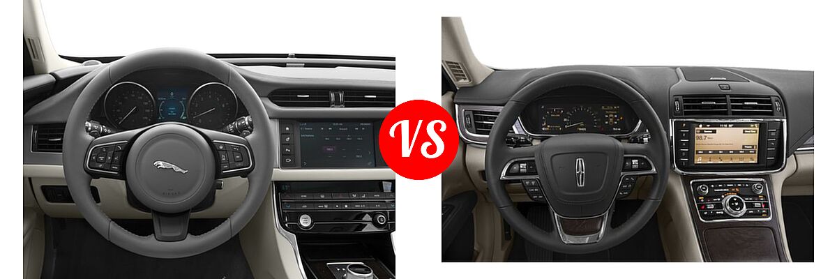 2018 Jaguar XF Sedan Diesel 20d Prestige vs. 2019 Lincoln Continental Sedan Black Label / Premiere / Reserve / Select - Dashboard Comparison