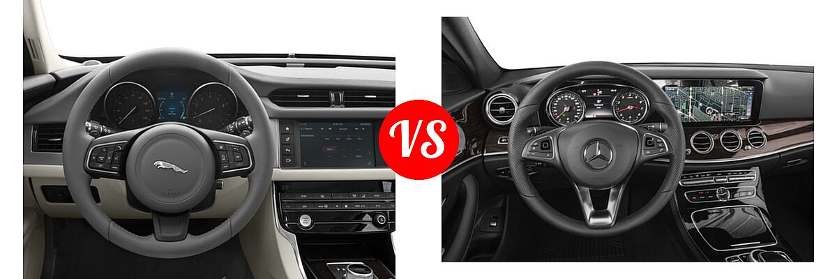2018 Jaguar XF Sedan Diesel 20d Prestige vs. 2018 Mercedes-Benz E-Class Sedan E 300 - Dashboard Comparison