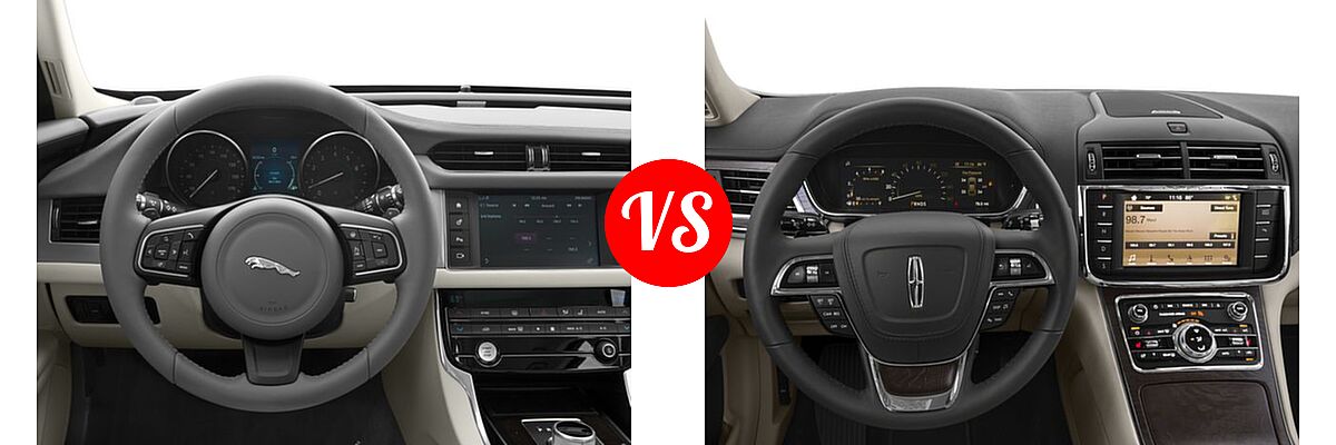 2018 Jaguar XF Sedan Diesel 20d Prestige vs. 2018 Lincoln Continental Sedan Black Label / Premiere / Reserve / Select - Dashboard Comparison
