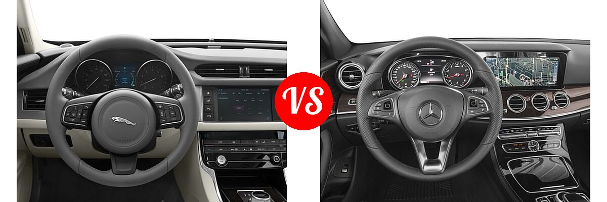 2018 Jaguar XF Sedan Diesel 20d Prestige vs. 2018 Mercedes-Benz E-Class Sedan E 300 AMG Line / E 300 Sport - Dashboard Comparison