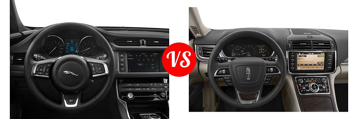 2018 Jaguar XF Sedan Diesel 20d R-Sport vs. 2019 Lincoln Continental Sedan Black Label / Premiere / Reserve / Select - Dashboard Comparison