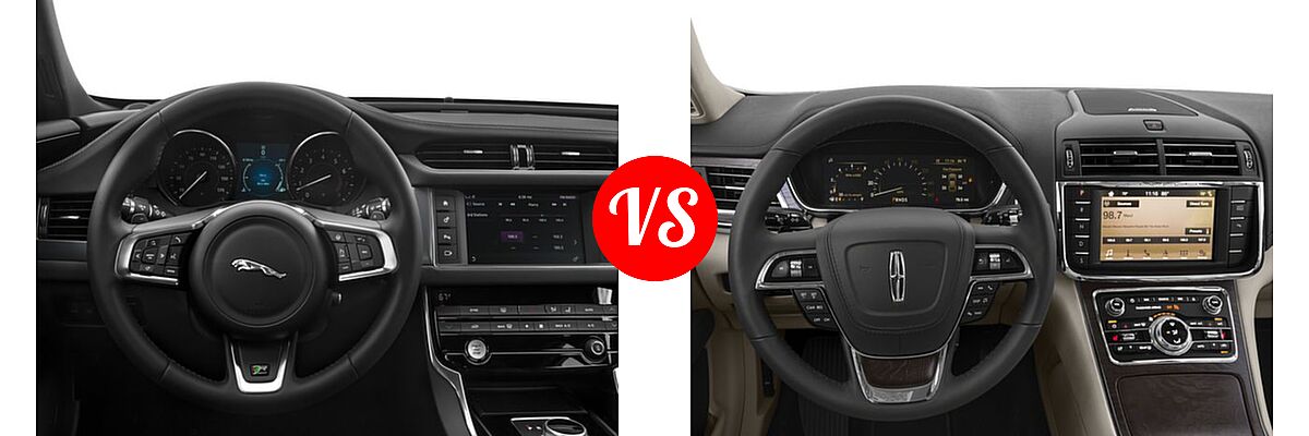 2018 Jaguar XF Sedan Diesel 20d R-Sport vs. 2018 Lincoln Continental Sedan Black Label / Premiere / Reserve / Select - Dashboard Comparison