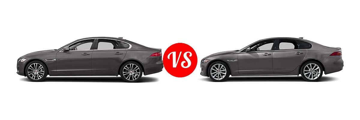 2018 Jaguar XF Sedan 25t Prestige / 35t Prestige vs. 2018 Jaguar XF Sedan Diesel 20d R-Sport - Side Comparison