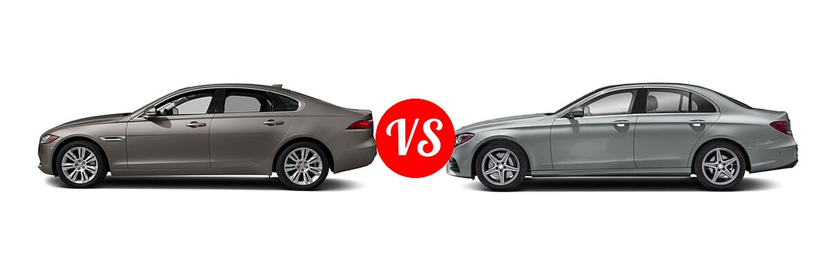 2018 Jaguar XF Diesel vs. 2018 Mercedes-Benz E-Class Sedan - Side Comparison