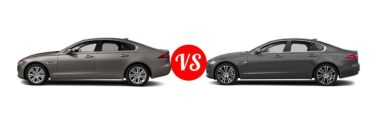 2018 Jaguar XF Sedan 25t / 25t Premium / 35t Portfolio Ltd Edition / 35t Premium vs. 2018 Jaguar XF Sedan Diesel 20d Prestige - Side Comparison