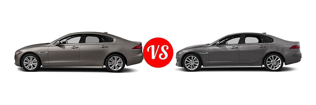 2018 Jaguar XF Sedan 25t / 25t Premium / 35t Portfolio Ltd Edition / 35t Premium vs. 2018 Jaguar XF Sedan Diesel 20d R-Sport - Side Comparison