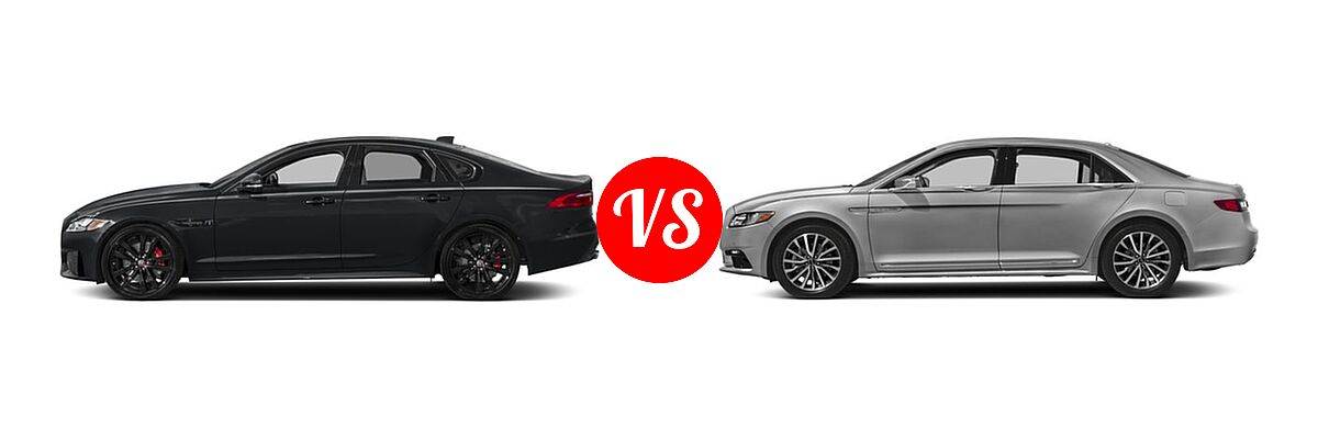 2018 Jaguar XF Sedan S vs. 2018 Lincoln Continental Sedan Black Label / Premiere / Reserve / Select - Side Comparison
