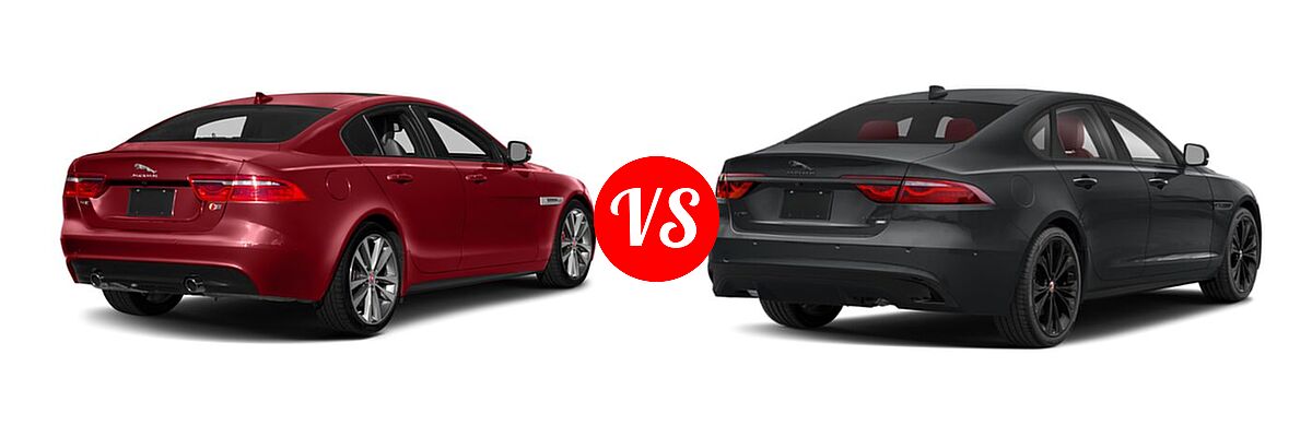 2018 Jaguar XE Sedan S vs. 2023 Jaguar XF Sedan R-Dynamic SE / S / SE - Rear Right Comparison
