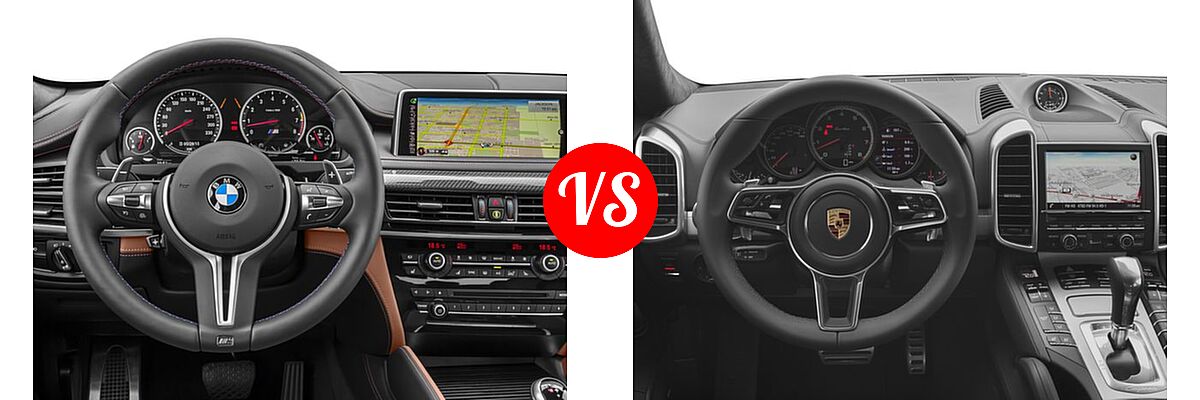 2017 BMW X6 M SUV Sports Activity Coupe vs. 2017 Porsche Cayenne SUV Turbo / Turbo S - Dashboard Comparison