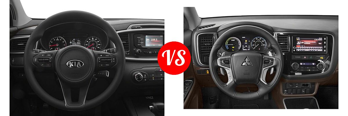 2018 Kia Sorento SUV L / LX vs. 2018 Mitsubishi Outlander PHEV SUV GT / SEL - Dashboard Comparison