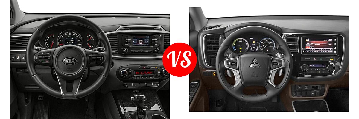 2018 Kia Sorento SUV EX vs. 2018 Mitsubishi Outlander PHEV SUV GT / SEL - Dashboard Comparison