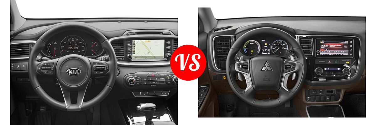 2018 Kia Sorento SUV SX V6 vs. 2018 Mitsubishi Outlander PHEV SUV GT / SEL - Dashboard Comparison