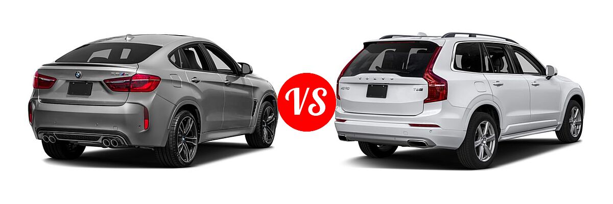 2017 BMW X6 M SUV Sports Activity Coupe vs. 2017 Volvo XC90 SUV Hybrid Excellence / Inscription / R-Design - Rear Right Comparison