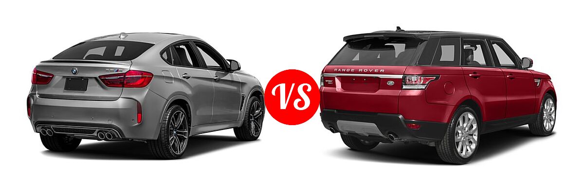 2017 BMW X6 M SUV Sports Activity Coupe vs. 2017 Land Rover Range Rover Sport SVR SUV SVR - Rear Right Comparison