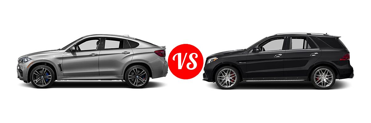 2017 BMW X6 M SUV Sports Activity Coupe vs. 2017 Mercedes-Benz GLE-Class AMG GLE 63 S 4MATIC SUV AMG GLE 63 S - Side Comparison