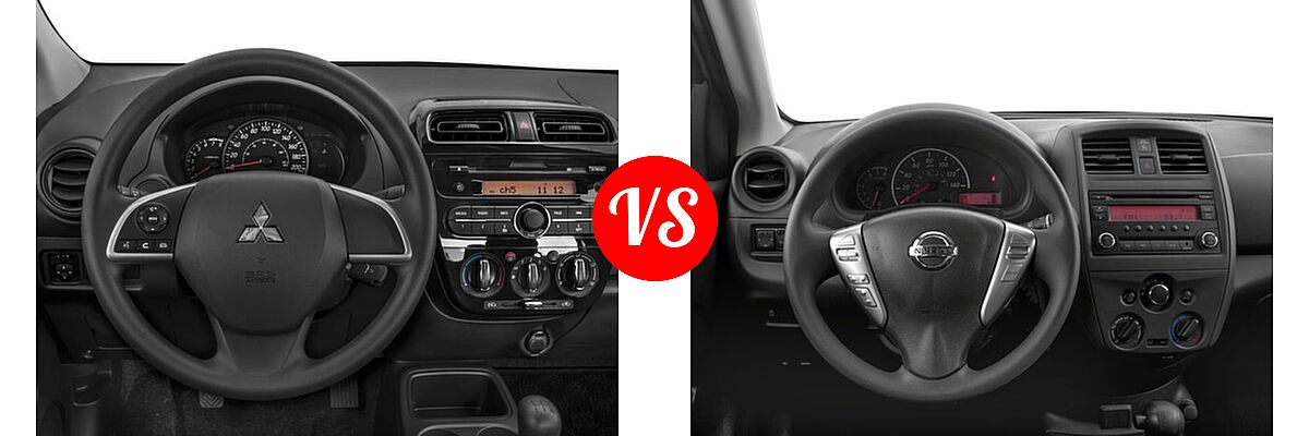 2018 Mitsubishi Mirage G4 Sedan ES / SE vs. 2018 Nissan Versa Sedan S / S Plus / SV - Dashboard Comparison