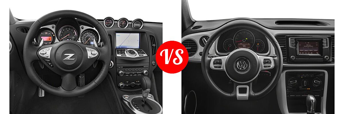 2018 Nissan 370Z Convertible Auto / Touring / Touring Sport vs. 2018 Volkswagen Beetle Convertible Convertible Coast / S / SE - Dashboard Comparison