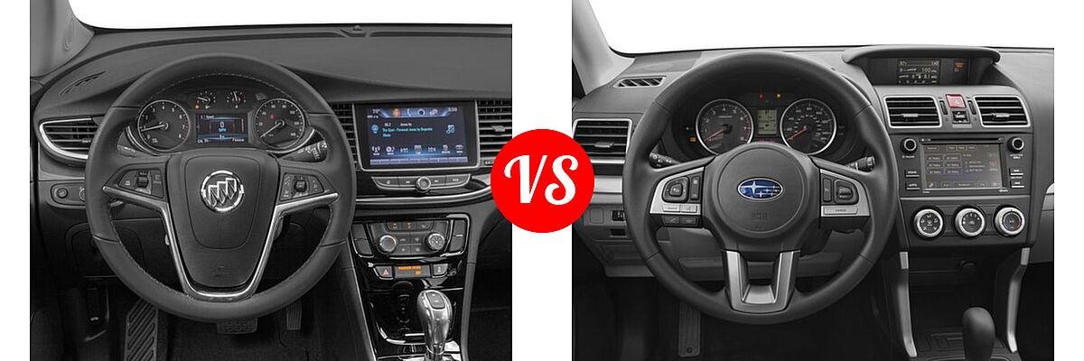 2017 Buick Encore SUV Essence / Preferred / Preferred II / Premium / Sport Touring vs. 2017 Subaru Forester SUV 2.5i CVT - Dashboard Comparison