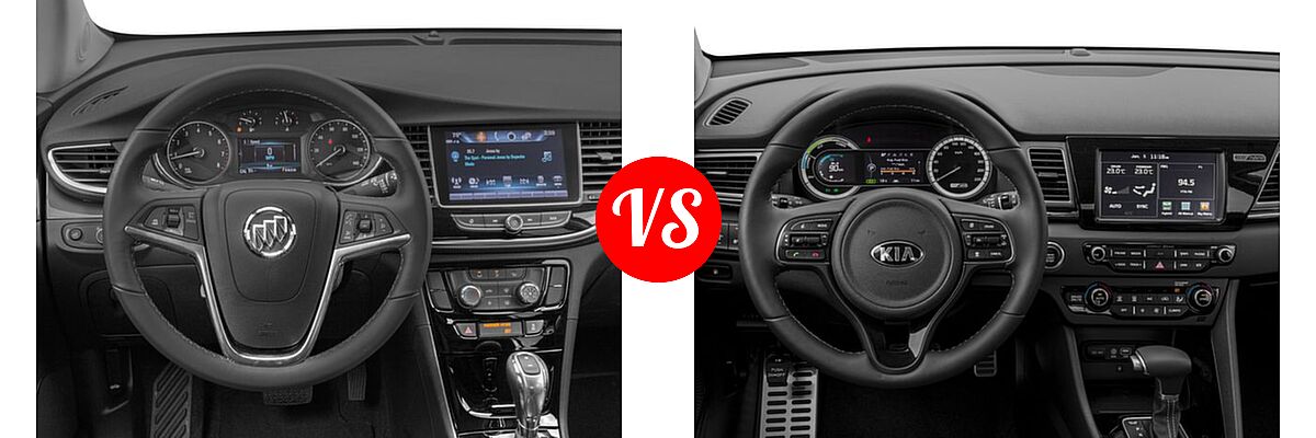 2017 Buick Encore SUV Essence / Preferred / Preferred II / Premium / Sport Touring vs. 2017 Kia Niro SUV EX / FE / LX / Touring - Dashboard Comparison