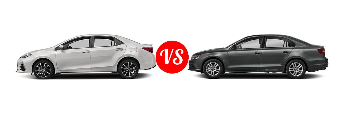 2018 Toyota Corolla Sedan SE / XSE vs. 2018 Volkswagen Jetta Sedan 1.4T S / 1.4T SE / 1.4T Wolfsburg Edition / 1.8T SE Sport / 1.8T SEL - Side Comparison