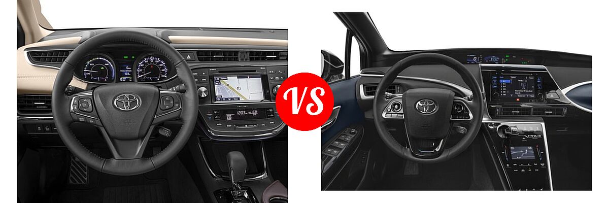 2018 Toyota Avalon Hybrid Sedan Hybrid XLE Plus / Hybrid XLE Premium vs. 2019 Toyota Mirai Hatchback Hydrogen Sedan - Dashboard Comparison