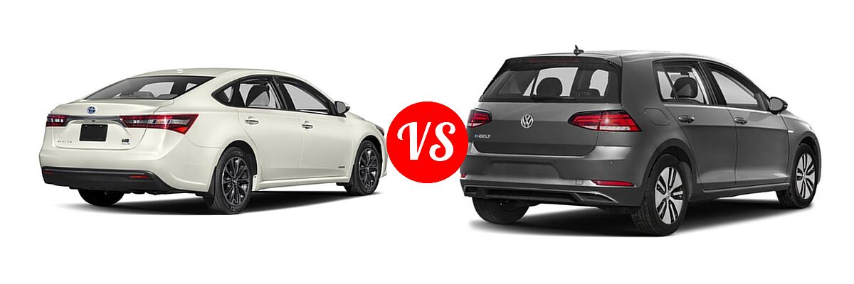 2018 Toyota Avalon Hybrid Sedan Hybrid XLE Plus / Hybrid XLE Premium vs. 2018 Volkswagen e-Golf Hatchback Electric SE / SEL / SEL Premium - Rear Right Comparison